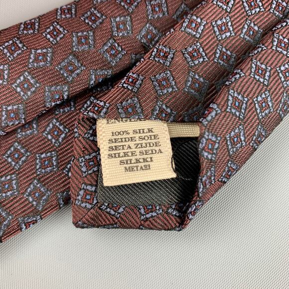BURBERRY PRORSUM Brown Silk Print Skinny Tie - Picture 3 of 4